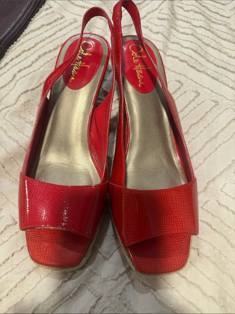 Cole Haan Red Patent Slingback Mules